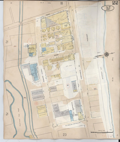 Sanborn Fire Insurance Map from Hilo, Hawaii County, Hawaii (1957), Sheet #0022 - Historic Sanborn Fire Insurance Map Print