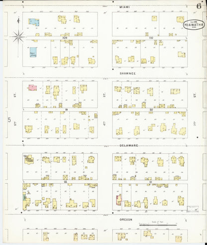 Sanborn Fire Insurance Map from Hiawatha, Brown County, Kansas (1896), Sheet #0006 - Complete Map Set gallery image, historic Sanborn map, vintage wall art, Kansas Kansas