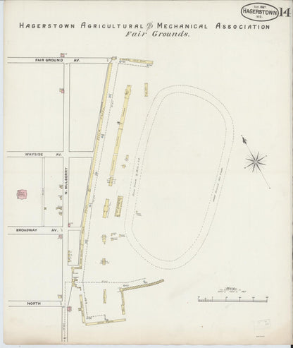 Sanborn Fire Insurance Map from Hagerstown, Washington County, Maryland (1887), Sheet #0014 - Complete Map Set gallery image, historic Sanborn map, vintage wall art, Maryland Maryland