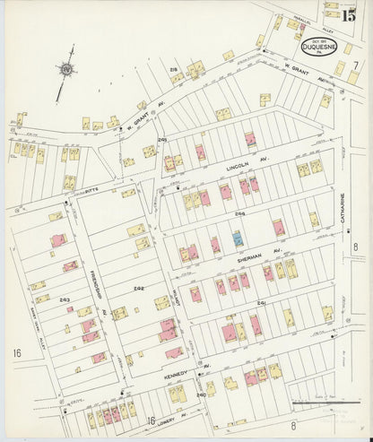 Sanborn Fire Insurance Map from Duquesne, Allegheny County, Pennsylvania (1911), Sheet #0015 - Complete Map Set gallery image, historic Sanborn map, vintage wall art, Pennsylvania Pennsylvania
