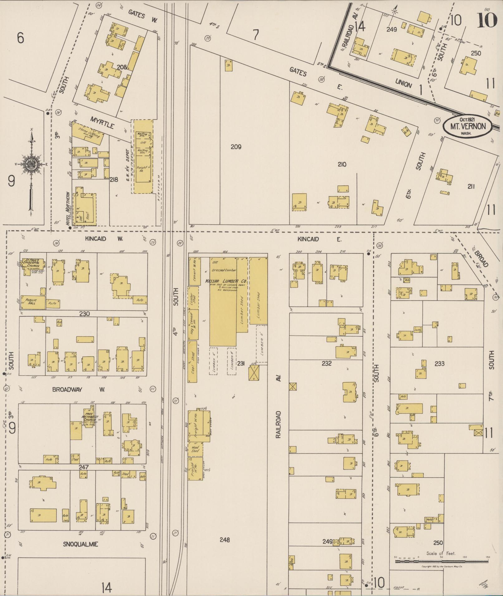 Sanborn Fire Insurance Map from Mount Vernon, Skagit County, Washington (1921), Sheet #0010 - Complete Map Set gallery image, historic Sanborn map, vintage wall art, Washington Washington