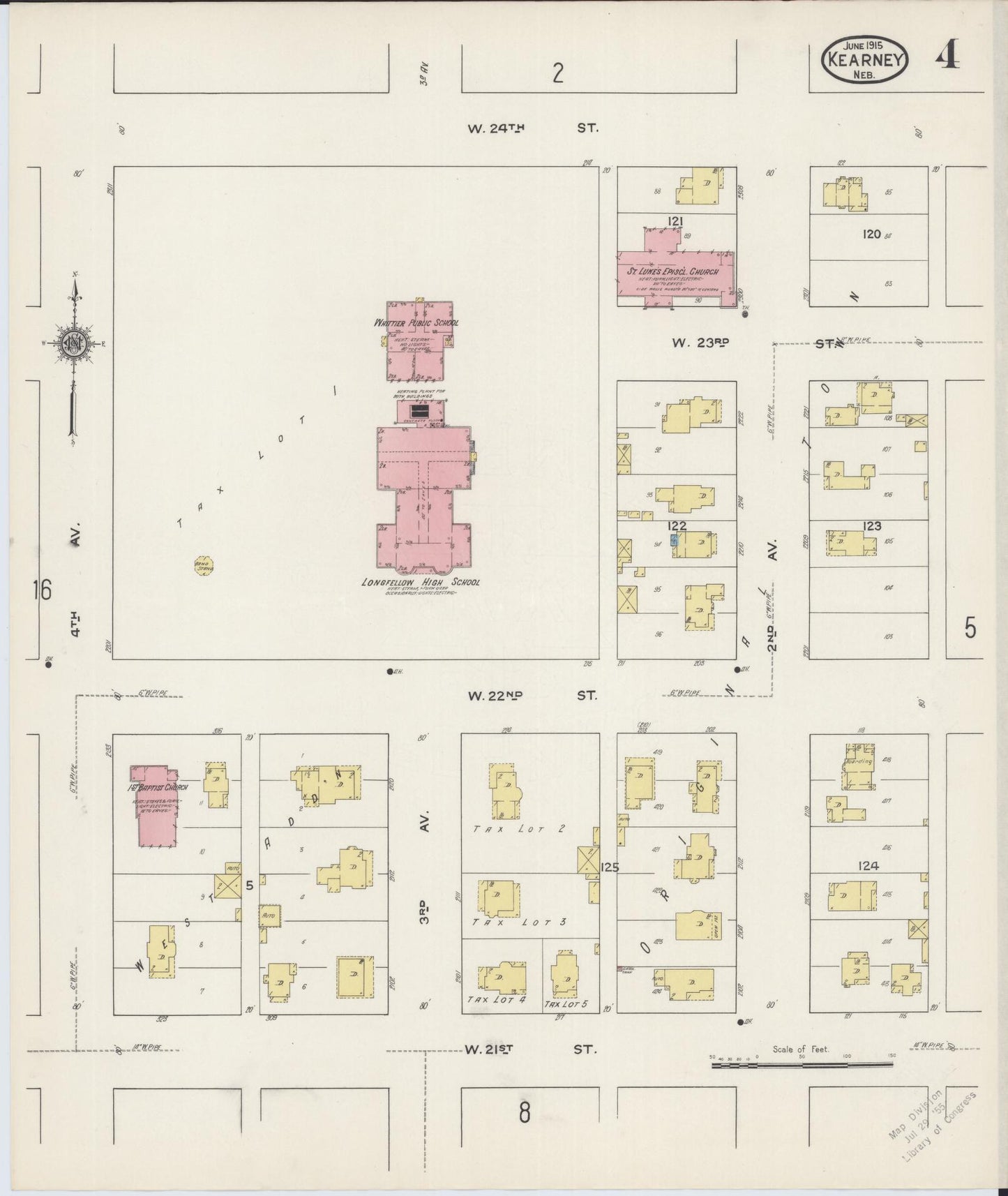 Sanborn Fire Insurance Map from Kearney, Buffalo County, Nebraska (1915), Sheet #0004 - Complete Map Set gallery image, historic Sanborn map, vintage wall art, Nebraska Nebraska