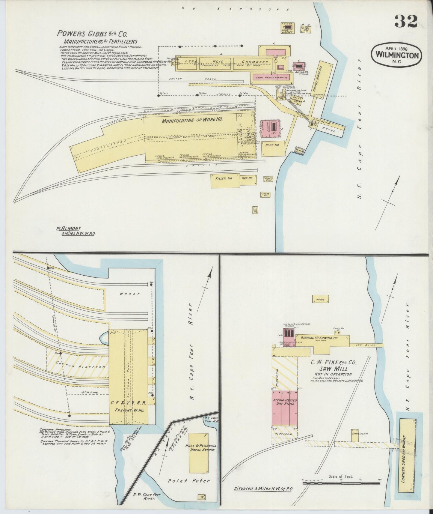 Sanborn Fire Insurance Map from Wilmington, New Hanover County, North Carolina (1898), Sheet #0032 - Complete Map Set gallery image, historic Sanborn map, vintage wall art, North Carolina North Carolina