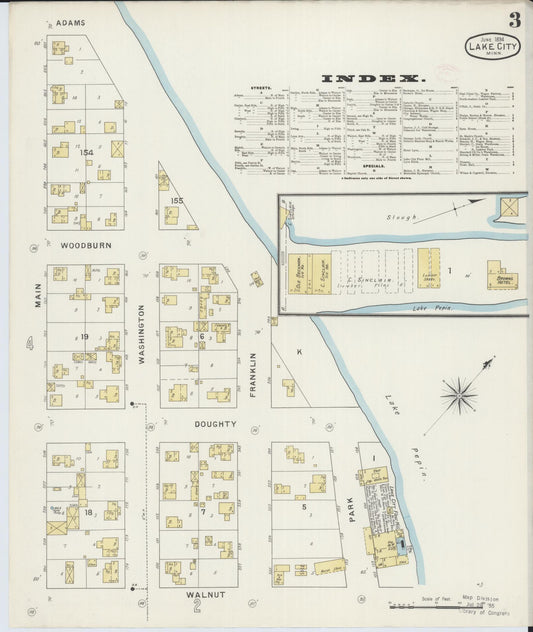 Sanborn Fire Insurance Map from Lake City, Wabasha County, Minnesota (1894), Sheet #0003 - Historic Sanborn Fire Insurance Map Print, vintage old map wall art, antique decor, genealogy gift, Minnesota Minnesota map