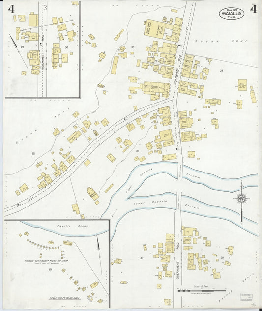 Sanborn Fire Insurance Map from Waialua, Honolulu County, Hawaii (1927), Sheet #0004 - Historic Sanborn Fire Insurance Map Print, vintage old map wall art, antique decor, genealogy gift, Hawaii Hawaii map