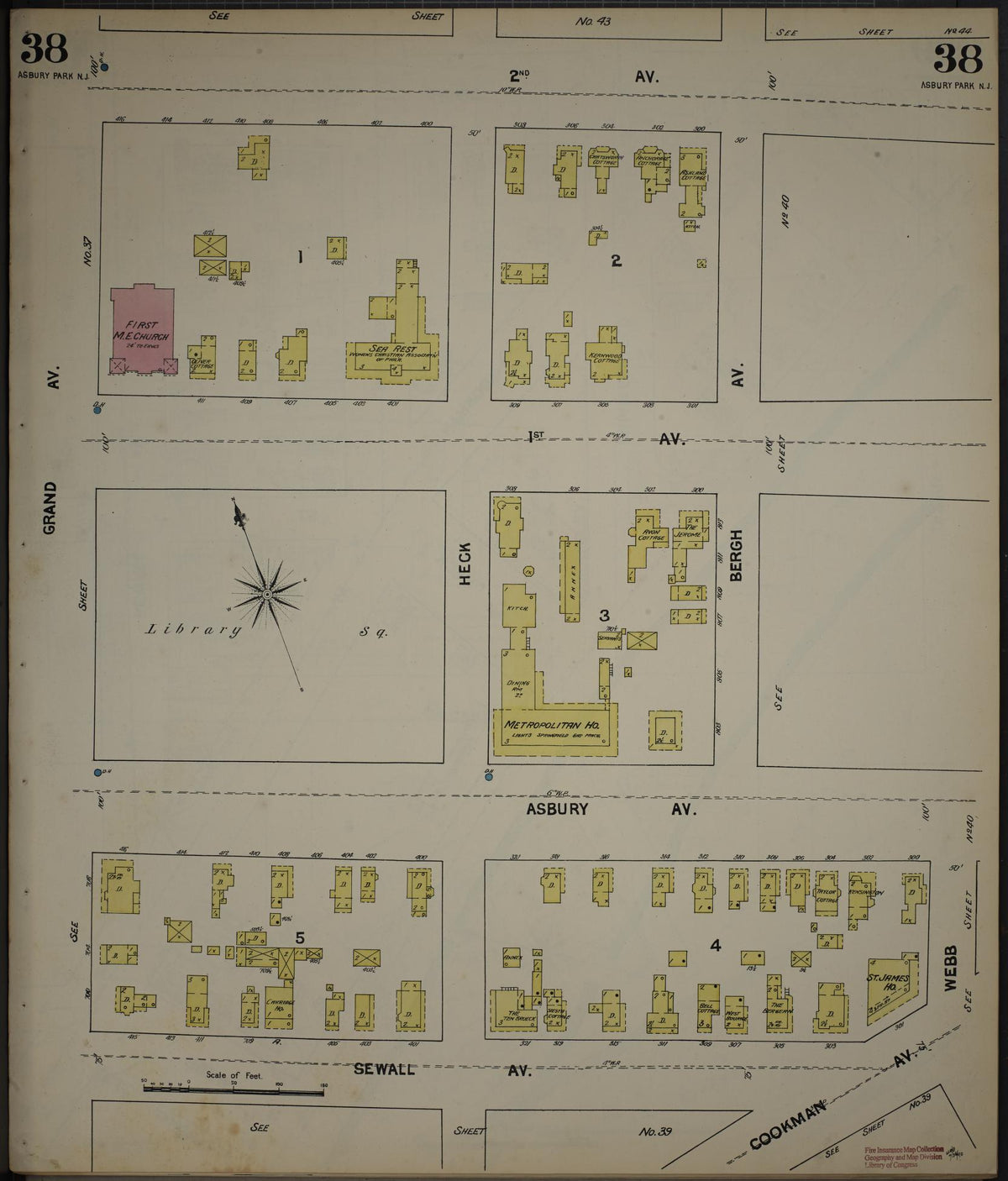 Sanborn Fire Insurance Map from New Jersey Coast, New Jersey Coast, New Jersey (1890), Sheet #0038 - Complete Map Set gallery image, historic Sanborn map, vintage wall art, New Jersey Coast New Jersey