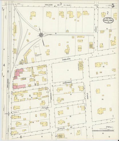 Sanborn Fire Insurance Map from Ashland, Hanover County, Virginia (1913), Sheet #0005 - Complete Map Set gallery image, historic Sanborn map, vintage wall art, Virginia Virginia