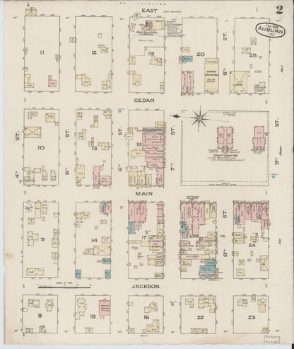 Sanborn Fire Insurance Map from Auburn, De Kalb County, Indiana (1886), Sheet #0002 - Complete Map Set gallery image, historic Sanborn map, vintage wall art, Indiana Indiana