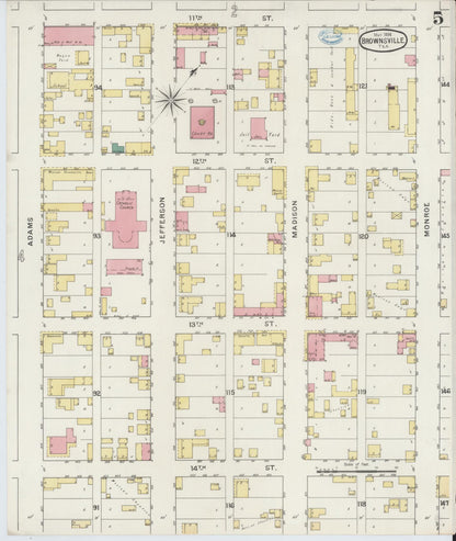 Sanborn Fire Insurance Map from Brownsville, Cameron County, Texas (1894), Sheet #0005 - Complete Map Set gallery image, historic Sanborn map, vintage wall art, Texas Texas