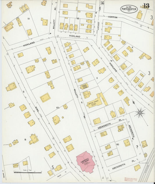 Sanborn Fire Insurance Map from Port Chester, Westchester County, New York (1902), Sheet #0013 - Historic Sanborn Fire Insurance Map Print, vintage old map wall art, antique decor, genealogy gift, New York New York map