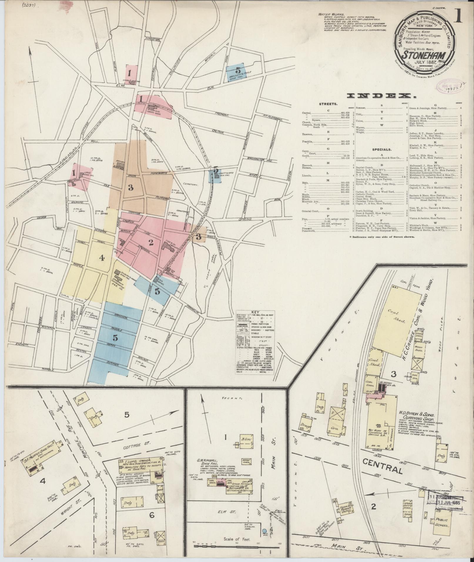 Sanborn Fire Insurance Map from Stoneham, Middlesex County, Massachusetts. (1887) – Historic Sanborn Fire Insurance Map Print