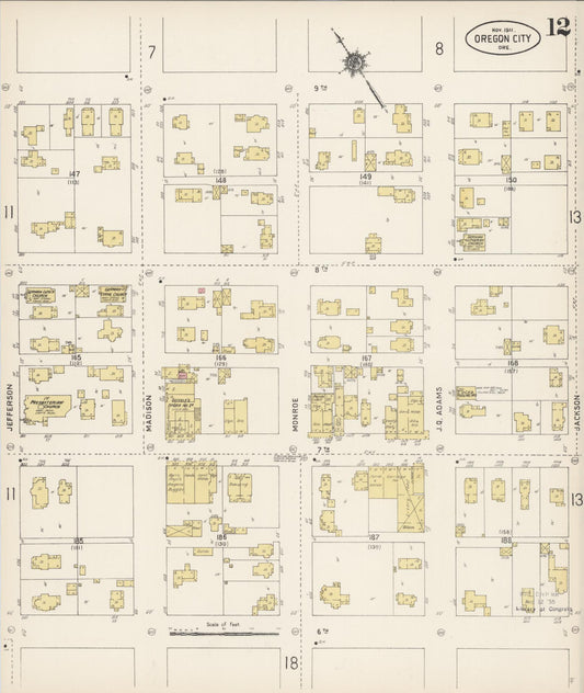 Sanborn Fire Insurance Map from Oregon City, Clackamas County, Oregon (1911), Sheet #0012 - Historic Sanborn Fire Insurance Map Print, vintage old map wall art, antique decor, genealogy gift, Oregon Oregon map