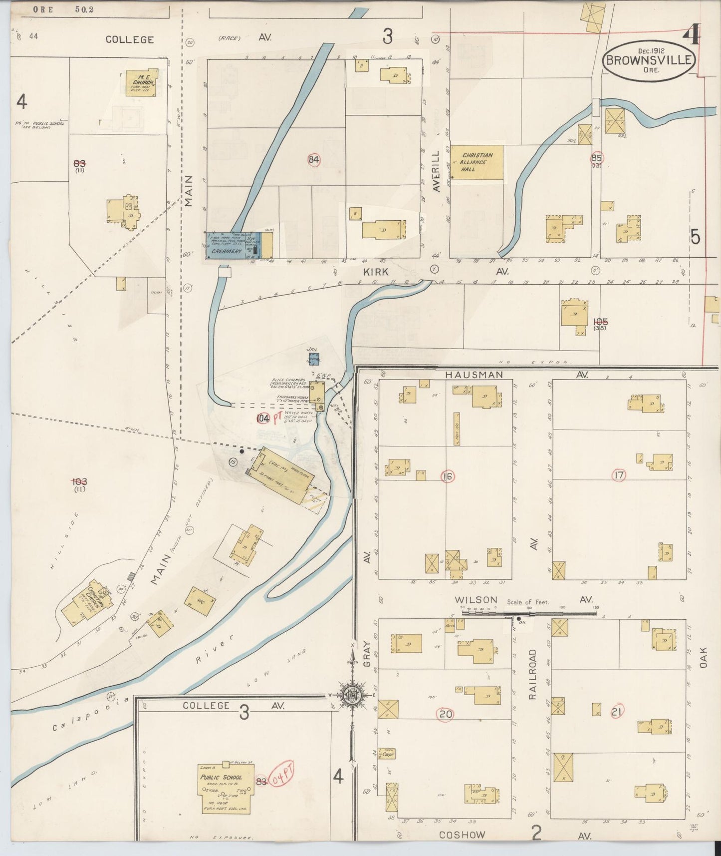 Sanborn Fire Insurance Map from Brownsville, Linn County, Oregon (1912), Sheet #0004 - Complete Map Set gallery image, historic Sanborn map, vintage wall art, Oregon Oregon