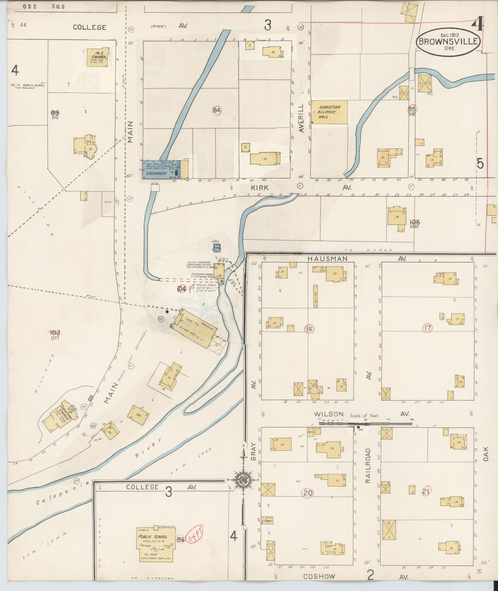 Sanborn Fire Insurance Map from Brownsville, Linn County, Oregon (1912), Sheet #0004 - Complete Map Set gallery image, historic Sanborn map, vintage wall art, Oregon Oregon