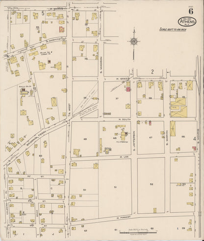 Sanborn Fire Insurance Map from Athens, Limestone County, Alabama (1921), Sheet #0006 - Complete Map Set gallery image, historic Sanborn map, vintage wall art, Alabama Alabama