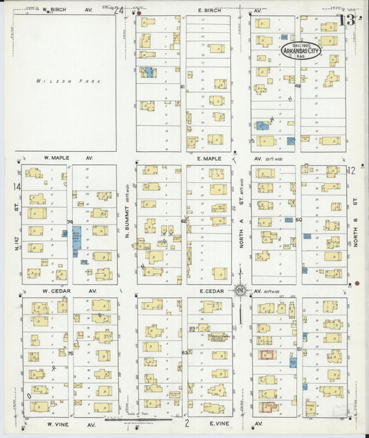 Sanborn Fire Insurance Map from Arkansas City, Cowley County, Kansas (1920), Sheet #0013 - Historic Sanborn Fire Insurance Map Print, vintage old map wall art, antique decor, genealogy gift, Kansas Kansas map