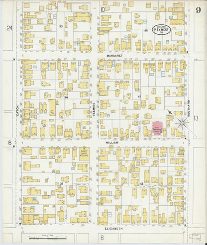 Sanborn Fire Insurance Map from Key West, Monroe County, Florida (1899), Sheet #0009 - Complete Map Set gallery image, historic Sanborn map, vintage wall art, Florida Florida