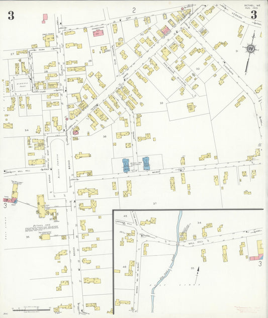 Sanborn Fire Insurance Map from Bethel, Oxford County, Maine (1935), Sheet #0003 - Historic Sanborn Fire Insurance Map Print, vintage old map wall art, antique decor, genealogy gift, Maine Maine map