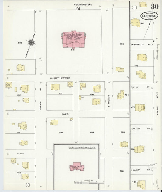 Sanborn Fire Insurance Map from Cleburne, Johnson County, Texas (1910), Sheet #0030 - Historic Sanborn Fire Insurance Map Print, vintage old map wall art, antique decor, genealogy gift, Texas Texas map