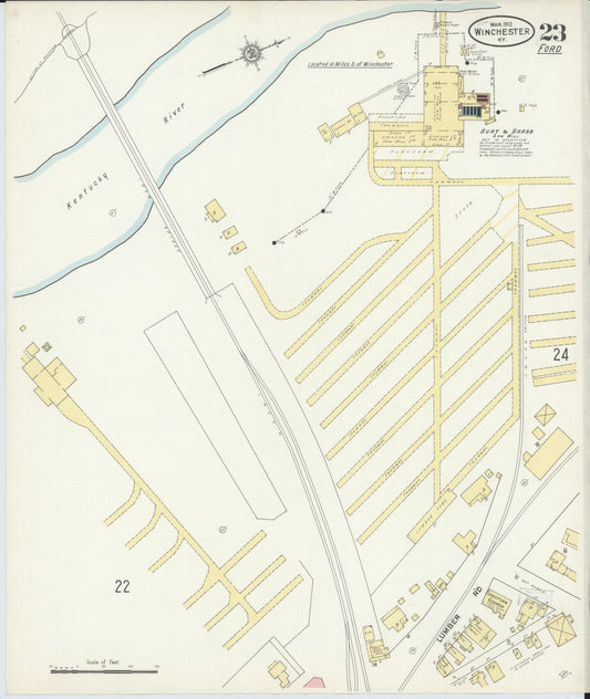 Sanborn Fire Insurance Map from Winchester, Clark County, Kentucky (1912), Sheet #0023 - Historic Sanborn Fire Insurance Map Print, vintage old map wall art, antique decor, genealogy gift, Kentucky Kentucky map
