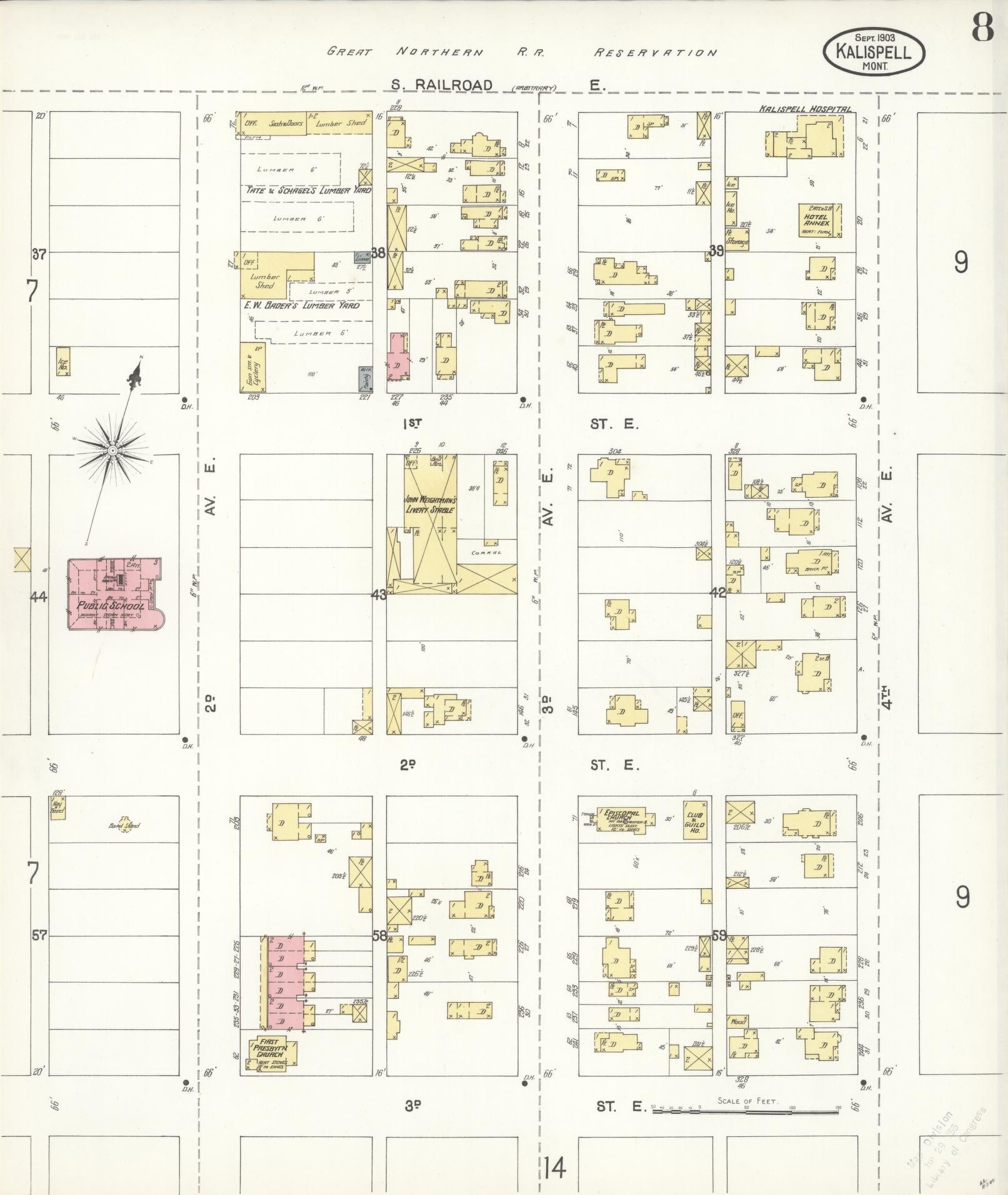 Sanborn Fire Insurance Map from Kalispell, Flathead County, Montana (1903), Sheet #0008 - Historic Sanborn Fire Insurance Map Print, vintage old map wall art, antique decor, genealogy gift, Montana Montana map