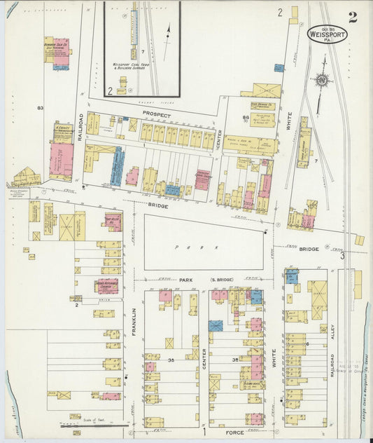 Sanborn Fire Insurance Map from Weissport, Carbon County, Pennsylvania (1915), Sheet #0002 - Historic Sanborn Fire Insurance Map Print, vintage old map wall art, antique decor, genealogy gift, Pennsylvania Pennsylvania map