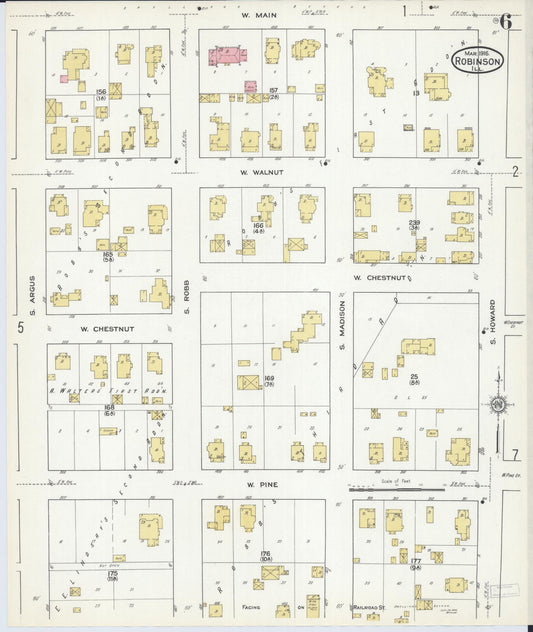 Sanborn Fire Insurance Map from Robinson, Crawford County, Illinois (1916), Sheet #0006 - Historic Sanborn Fire Insurance Map Print, vintage old map wall art, antique decor, genealogy gift, Illinois Illinois map