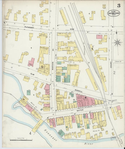 Sanborn Fire Insurance Map from Skowhegan, Somerset County, Maine (1897), Sheet #0003 - Complete Map Set gallery image, historic Sanborn map, vintage wall art, Maine Maine