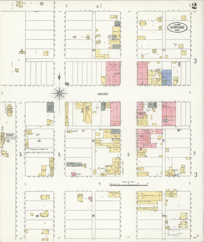 Sanborn Fire Insurance Map from Sunnyside, Yakima County, Washington (1908), Sheet #0002 - Complete Map Set gallery image, historic Sanborn map, vintage wall art, Washington Washington