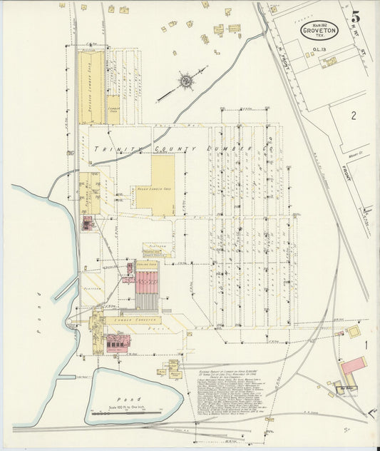 Sanborn Fire Insurance Map from Groveton, Trinity County, Texas (1912), Sheet #0005 - Historic Sanborn Fire Insurance Map Print, vintage old map wall art, antique decor, genealogy gift, Texas Texas map