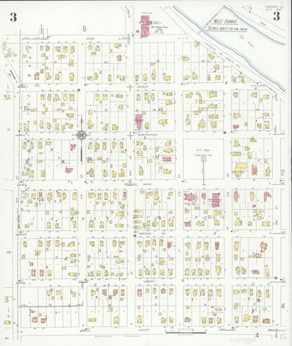 Sanborn Fire Insurance Map from Dundee, Kane County, Illinois (1933), Sheet #0003 - Historic Sanborn Fire Insurance Map Print, vintage old map wall art, antique decor, genealogy gift, Illinois Illinois map