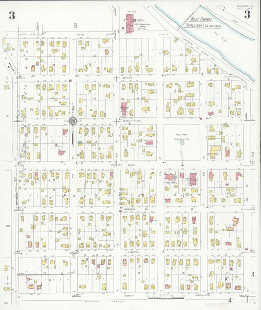 Sanborn Fire Insurance Map from Dundee, Kane County, Illinois (1933), Sheet #0003 - Historic Sanborn Fire Insurance Map Print, vintage old map wall art, antique decor, genealogy gift, Illinois Illinois map