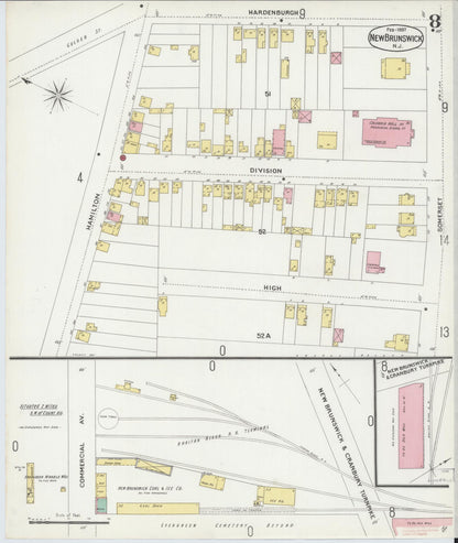 Sanborn Fire Insurance Map from New Brunswick, Middlesex County, New Jersey (1897), Sheet #0008 - Complete Map Set gallery image, historic Sanborn map, vintage wall art, New Jersey New Jersey