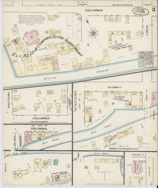 Sanborn Fire Insurance Map from Clyde, Wayne County, New York (1884), Sheet #0003 - Historic Sanborn Fire Insurance Map Print, vintage old map wall art, antique decor, genealogy gift, New York New York map