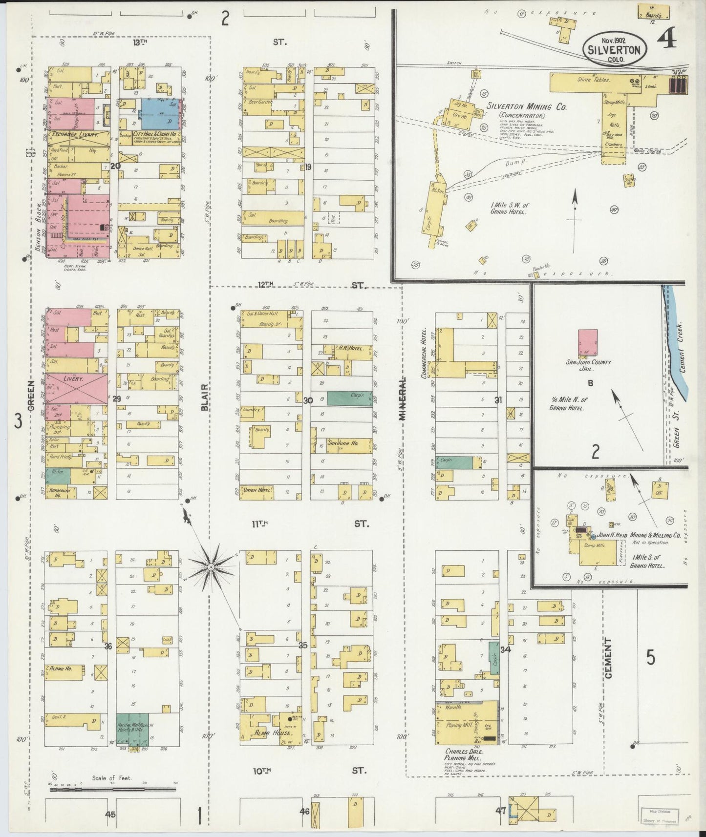 Sanborn Fire Insurance Map from Silverton, San Juan County, Colorado (1902), Sheet #0004 - Complete Map Set gallery image, historic Sanborn map, vintage wall art, Colorado Colorado