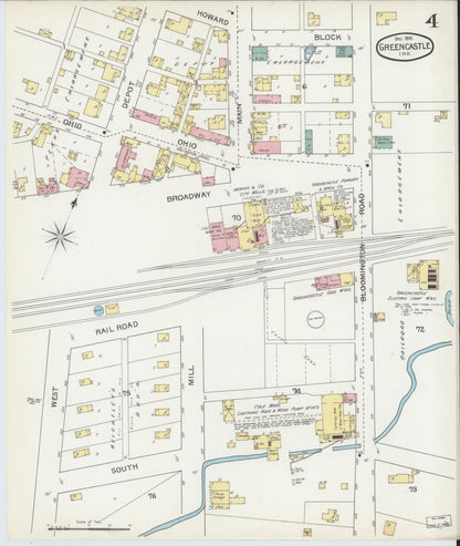Sanborn Fire Insurance Map from Greencastle, Putnam County, Indiana (1892), Sheet #0004 - Complete Map Set gallery image, historic Sanborn map, vintage wall art, Indiana Indiana