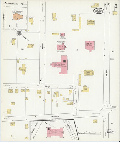 Sanborn Fire Insurance Map from Milton, Norfolk County, Massachusetts (1911), Sheet #0005 - Complete Map Set gallery image, historic Sanborn map, vintage wall art, Massachusetts Massachusetts
