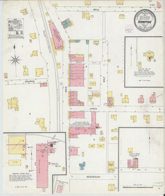 Sanborn Fire Insurance Map from Hampton, Henry County, Georgia. (1905) – Historic Sanborn Fire Insurance Map Print
