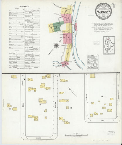 Sanborn Fire Insurance Map from Fort Fairfield, Aroostook County, Maine (1919), Sheet #0001 - Complete Map Set gallery image, historic Sanborn map, vintage wall art, Maine Maine