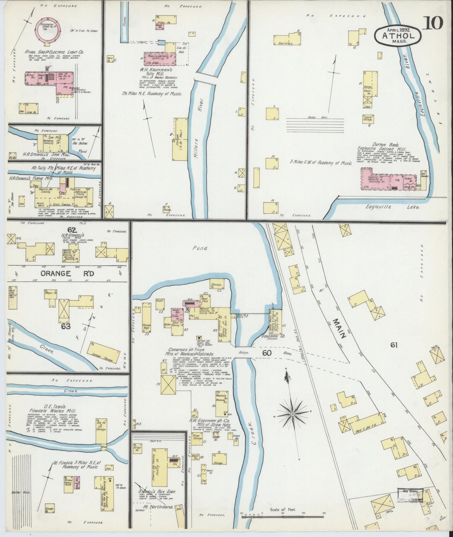 Sanborn Fire Insurance Map from Athol, Worcester County, Massachusetts (1892), Sheet #0010 - Complete Map Set gallery image, historic Sanborn map, vintage wall art, Massachusetts Massachusetts