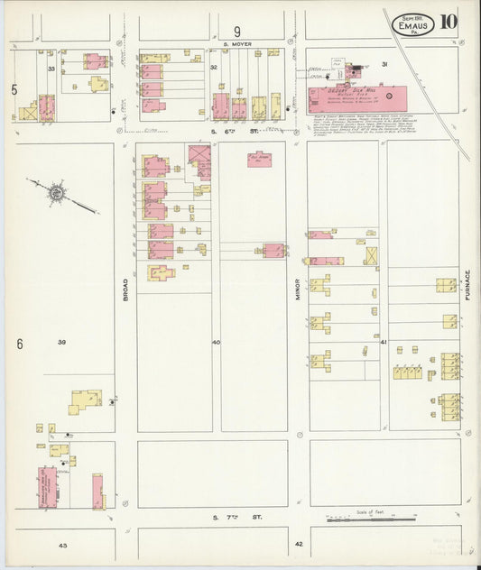 Sanborn Fire Insurance Map from Emaus, Lehigh County, Pennsylvania (1911), Sheet #0010 - Historic Sanborn Fire Insurance Map Print, vintage old map wall art, antique decor, genealogy gift, Pennsylvania Pennsylvania map