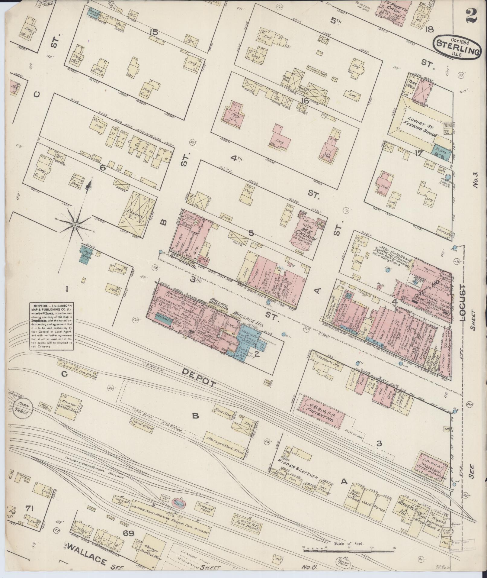 Sanborn Fire Insurance Map from Sterling, Whiteside County, Illinois (1884), Sheet #0002 - Complete Map Set gallery image, historic Sanborn map, vintage wall art, Illinois Illinois
