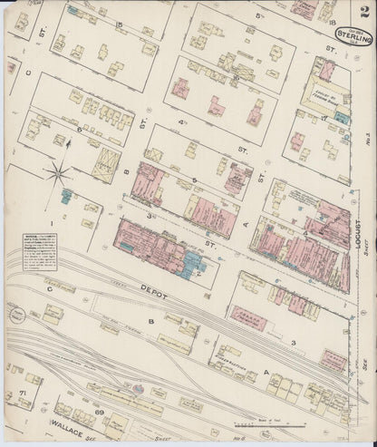 Sanborn Fire Insurance Map from Sterling, Whiteside County, Illinois (1884), Sheet #0002 - Complete Map Set gallery image, historic Sanborn map, vintage wall art, Illinois Illinois