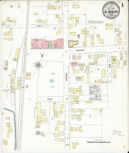Sanborn Fire Insurance Map from South Royalton, Windsor County, Vermont (1906), Sheet #0001 - Complete Map Set gallery image, historic Sanborn map, vintage wall art, Vermont Vermont