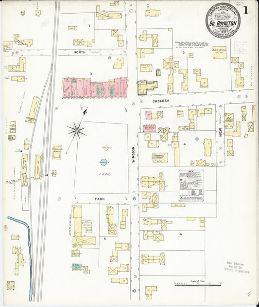 Sanborn Fire Insurance Map from South Royalton, Windsor County, Vermont (1906), Sheet #0001 - Complete Map Set gallery image, historic Sanborn map, vintage wall art, Vermont Vermont