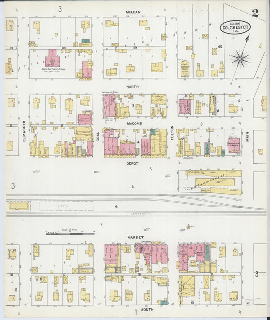 Sanborn Fire Insurance Map from Colchester, Mcdonough County, Illinois (1906), Sheet #0002 - Historic Sanborn Fire Insurance Map Print, vintage old map wall art, antique decor, genealogy gift, Illinois Illinois map