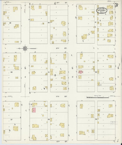 Sanborn Fire Insurance Map from Perry, Noble County, Oklahoma (1913), Sheet #0003 - Complete Map Set gallery image, historic Sanborn map, vintage wall art, Oklahoma Oklahoma