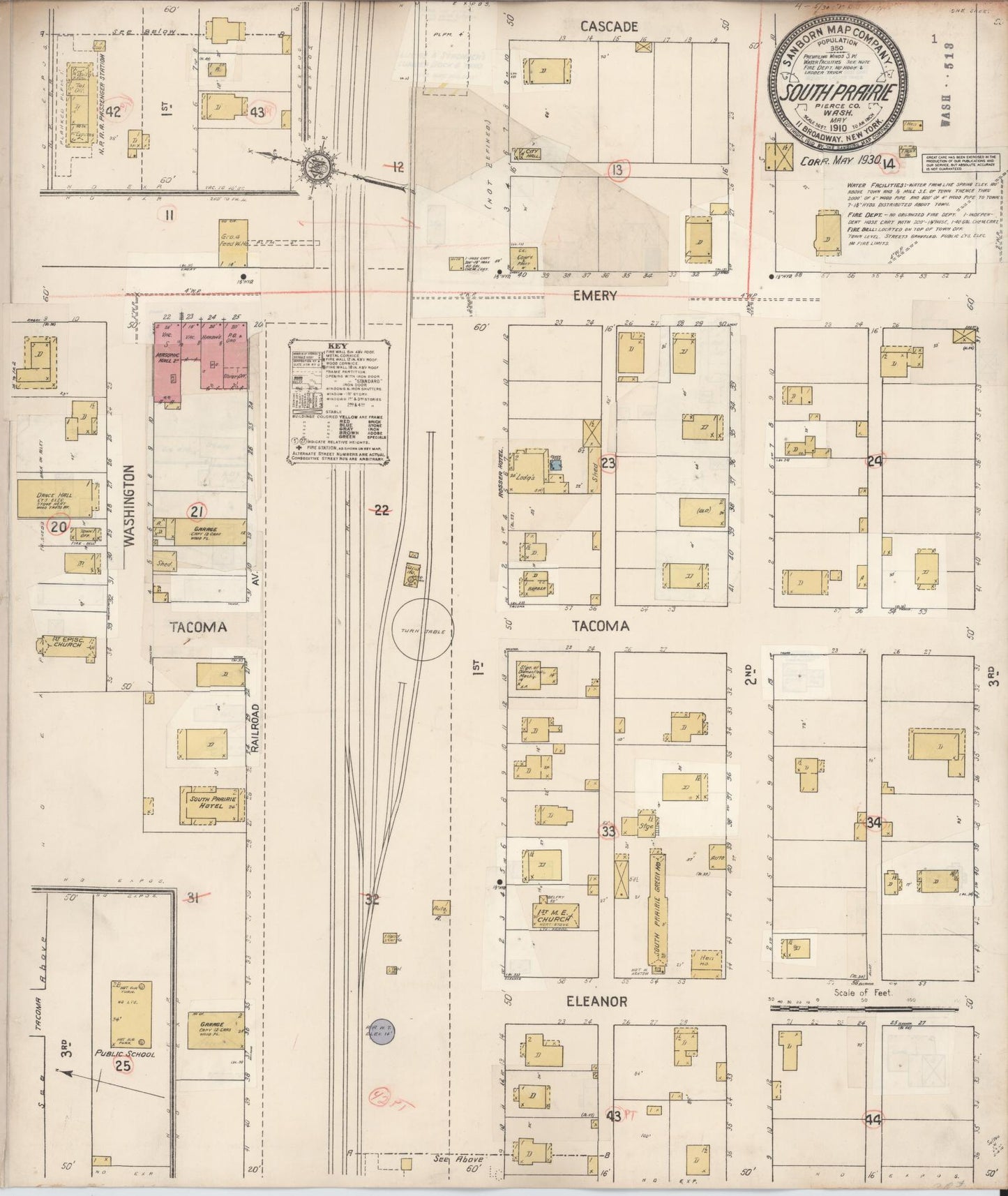Sanborn Fire Insurance Map from South Prairie, Pierce County, Washington (1930), Sheet #0001 - Historic Sanborn Fire Insurance Map Print, vintage old map wall art, antique decor, genealogy gift, Washington Washington map