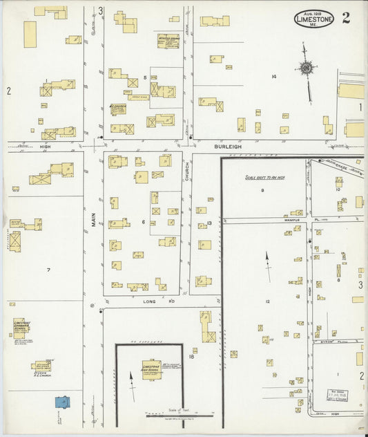 Sanborn Fire Insurance Map from Limestone, Aroostook County, Maine (1919), Sheet #0002 - Historic Sanborn Fire Insurance Map Print, vintage old map wall art, antique decor, genealogy gift, Maine Maine map