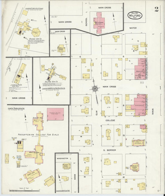 Sanborn Fire Insurance Map from Milford, Ellis County, Texas (1912), Sheet #0002 - Historic Sanborn Fire Insurance Map Print, vintage old map wall art, antique decor, genealogy gift, Texas Texas map